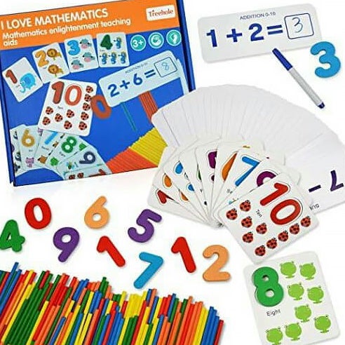 Maths Learning Teaching Aid Set Wooden Educational Kids Fun Montessori Toys