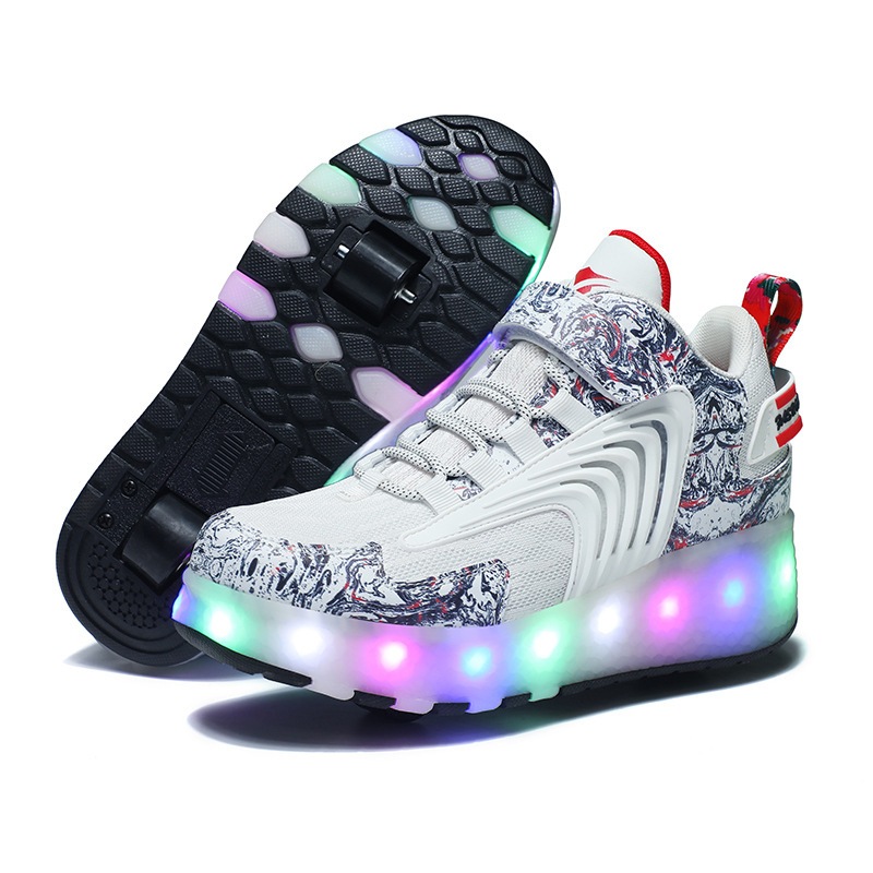 Buy Roller Skate Sneaker Wheeled rechargeable LED Flash Light Sneakers Roller Skate Shoes For