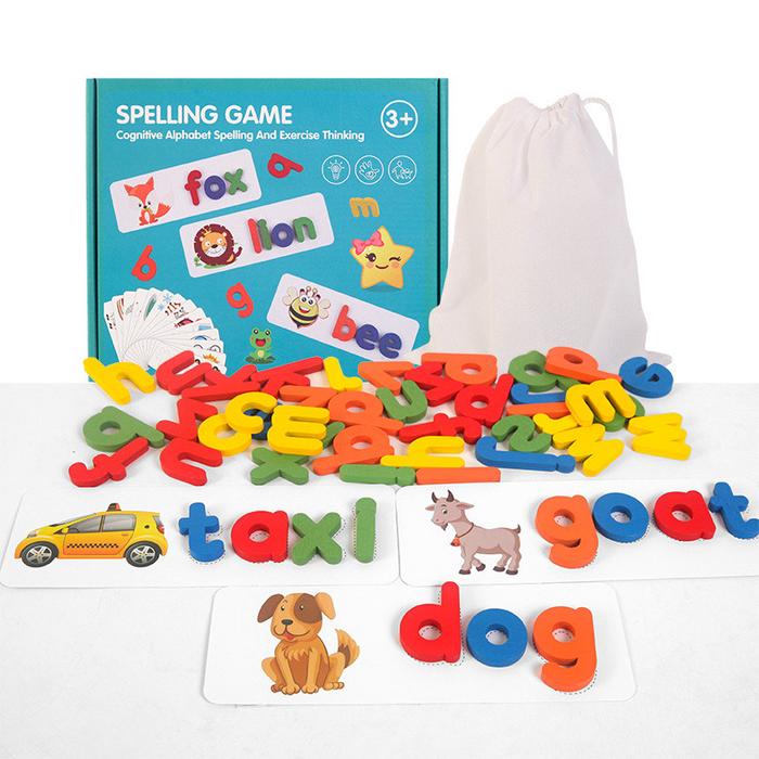 Wooden Cardboard English Spelling Alphabet Game Early Education Educational Gift