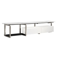 By Dezign - Rome White & Silver TV Unit - Clearance Furniture