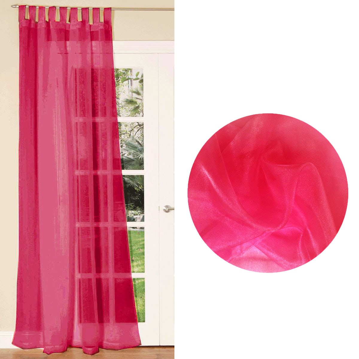 Buy 1 Piece Organza Tab Top Curtain Hot Pink 140 x 215 cm - MyDeal ...