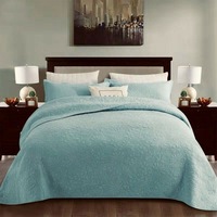 100% Cotton Coverlet Set Floral Turquoise
