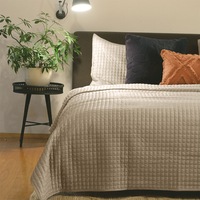 Adela Sandstone Velvet Quilted Coverlet Set Queen/King