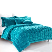 Augusta Faux Mink Quilt / Comforter Set Emerald Green (Single, Double, Queen, King, Super King)