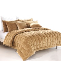 Augusta Faux Mink Quilt / Comforter Set Latte (Single, Double, Queen, King, Super King)