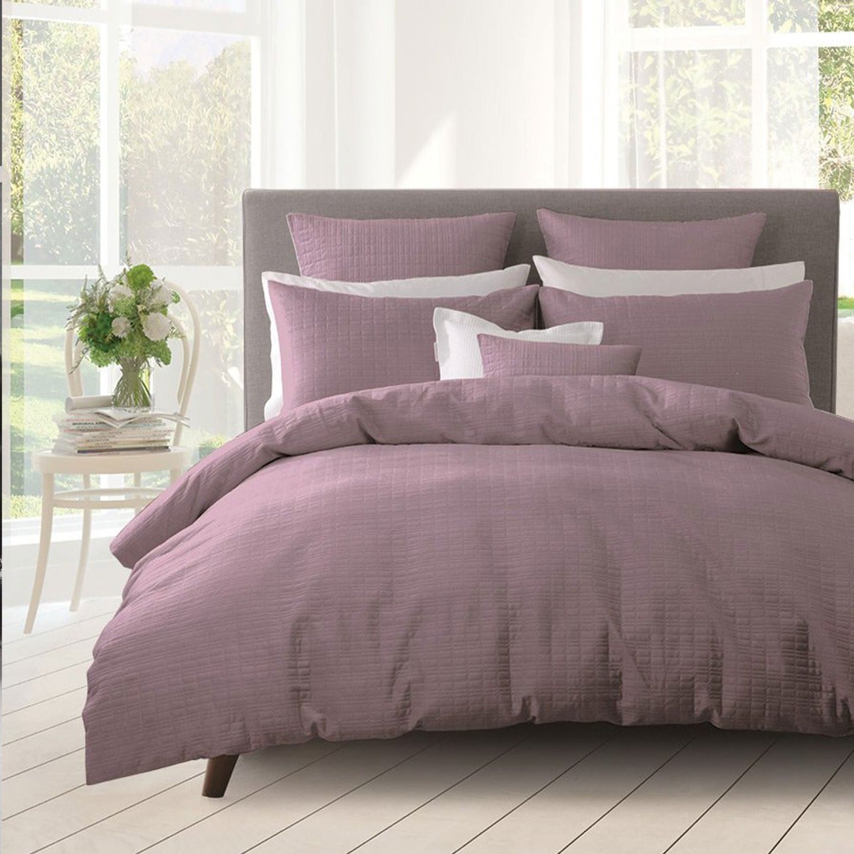 Aurora Mauve Lightly Quilted Quilt Cover Set