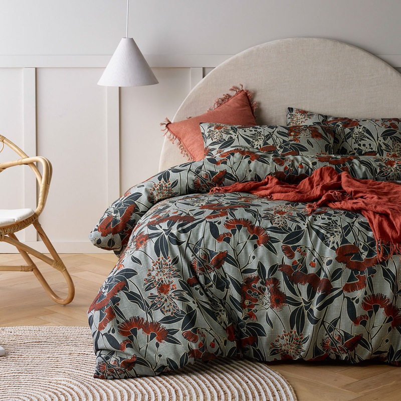 Buy Banksia Floral Linen Cotton Quilt Cover Set MyDeal