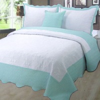Celeste Mint Trim Bedspread Set or Square Cushion by Georges Fine Linens