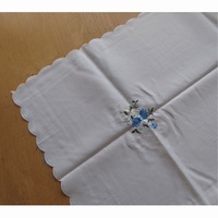 Embroidered White Table Cloth + 12 Matching Napkins (Blue, Pink, Purple, Red)