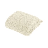 Ezra Chevron Knitted Throw Rug 127 x 152 cm (Cream, Teal, Taupe, Charcoal)