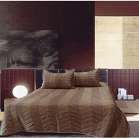 Faux Silk Coverlet Set Zig Zag Brown Queen by Rapee