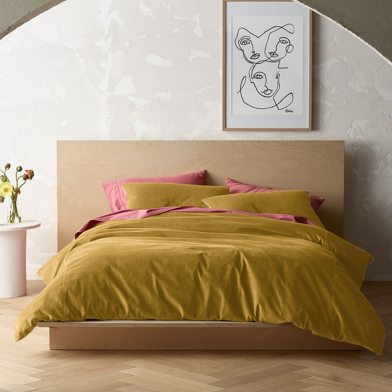 Buy Gold Harmony Cotton Corduroy Quilt Cover Set MyDeal