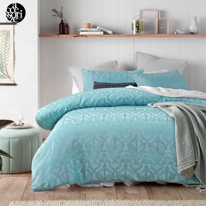 Buy Marquise Blue Jacquard Quilt Cover Set by Accessorize MyDeal