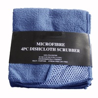Pack of 4 Reusable Multi-purpose Dish Scrubber Cloth (Blue, Green, Latte, Red)