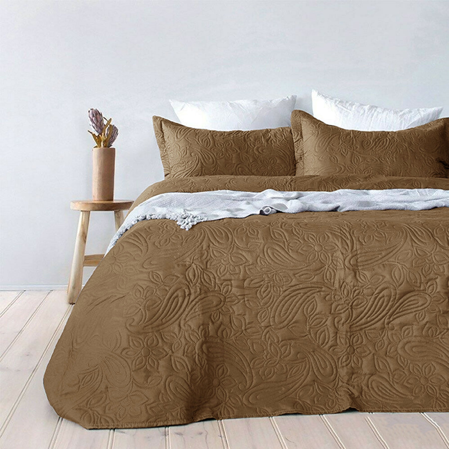 Paisley Embossed Coverlet Set Single/Double by Bambury available in 5 Colors