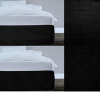 Microfiber Quilted Bedskirt/Valance 33cm Drop Queen (Black, Cream, Linen, White)