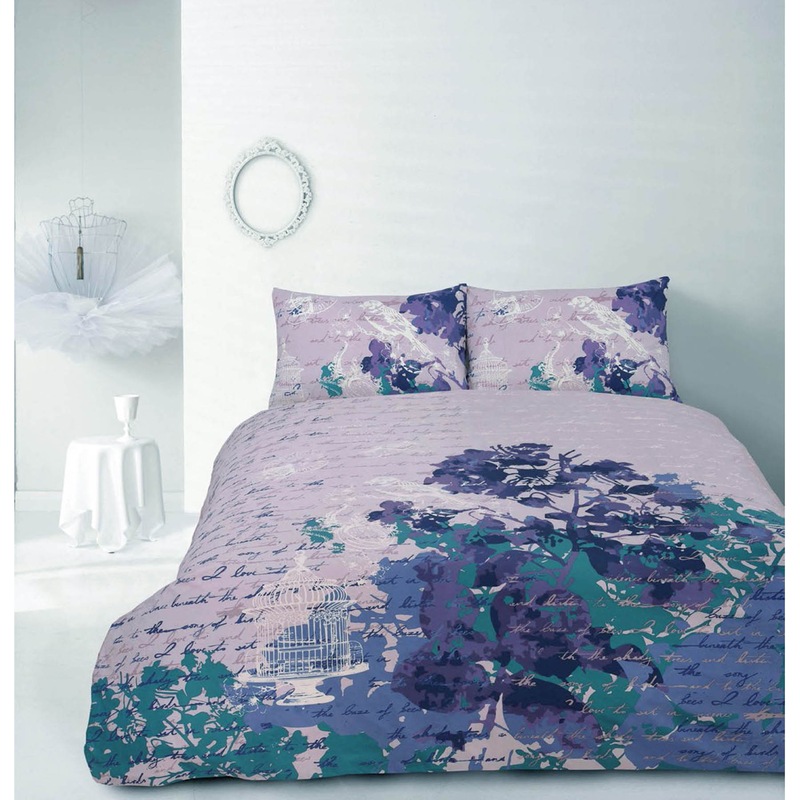 Buy Retro Home Lovebird Purple Quilt Cover Set SINGLE MyDeal