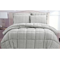 Hotel Living 3 Piece Seersucker Comforter Set Grey (Queen, King)