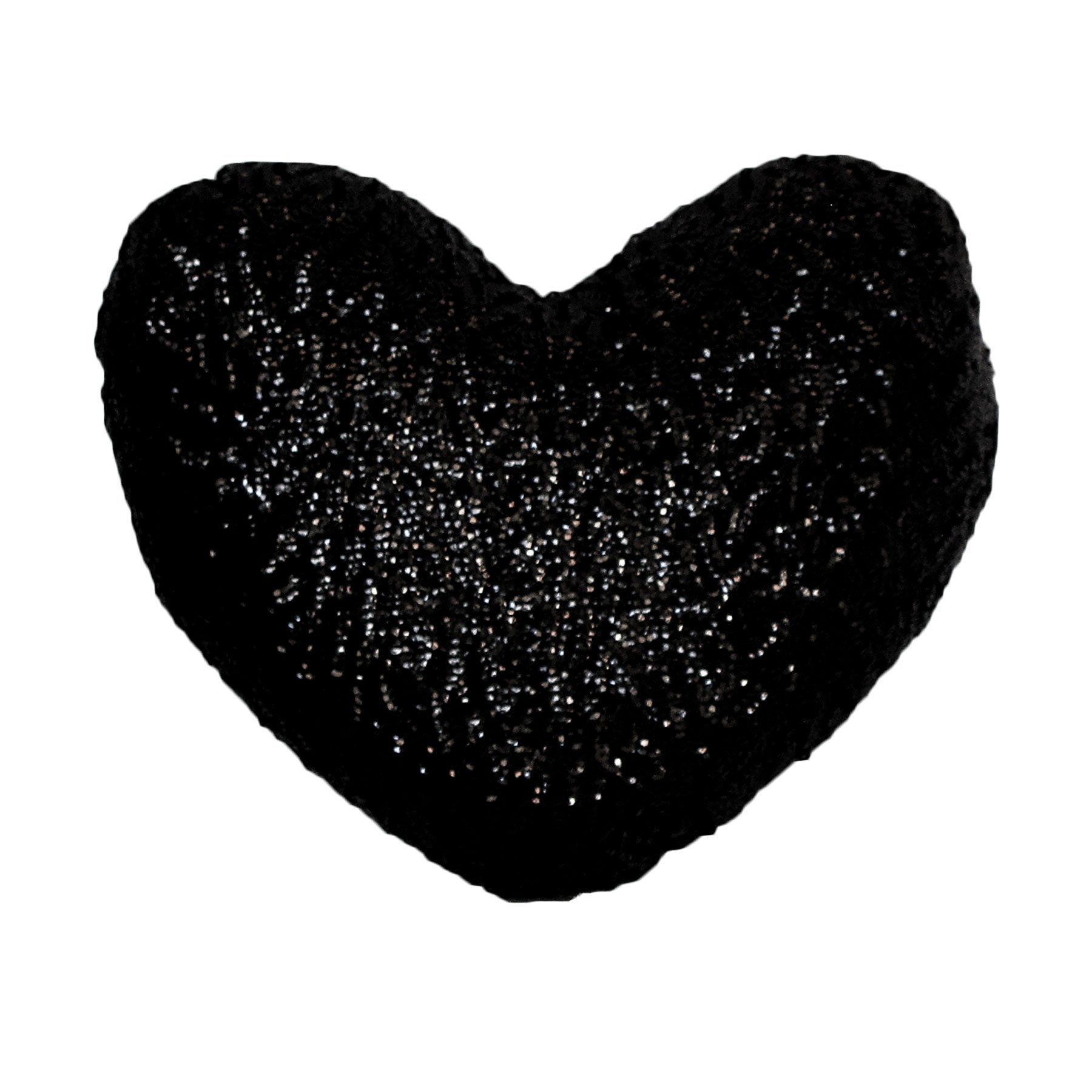 Sequined Heart Shape Filled Cushion - Black