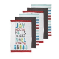 Set of 6 Be Merry Kitchen Kitchen / Cleaning 100% Cotton Tea Towels by Ladelle