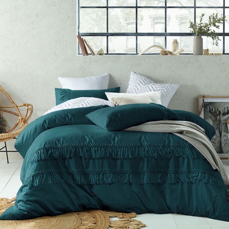 Buy Tassel Quilt Cover Set Jade MyDeal