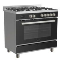 Domain Black Glass Fascia 9 Function Dual Fuel Freestanding Cooker - 900mm