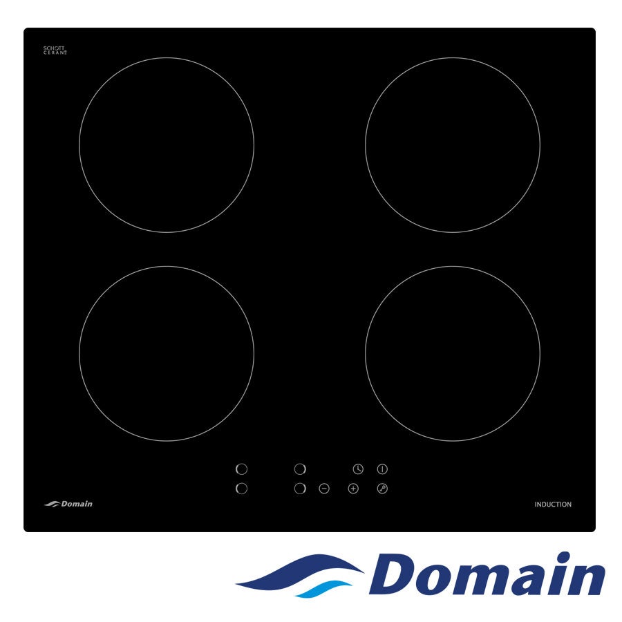 Domain Premium Electric Induction Glass Cooktop with Touch Controls - 600mm