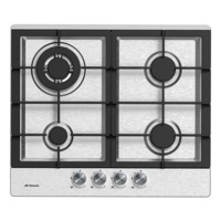 Domain Premium Stainless Steel Gas Cooktop with Wok Burner + FFD & Cast Iron Trivets - 594mm