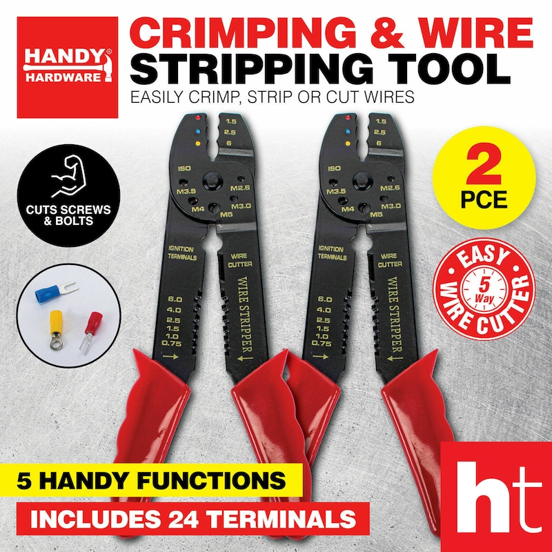 Buy Handy Hardware 2PCE Crimping & Wire Stripping Tool 5 Functions - MyDeal