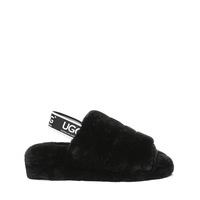 Ugg AS Women Sandals Genuine Sheepskin Wool Fluffy Platform Slides Nonslip Puffy