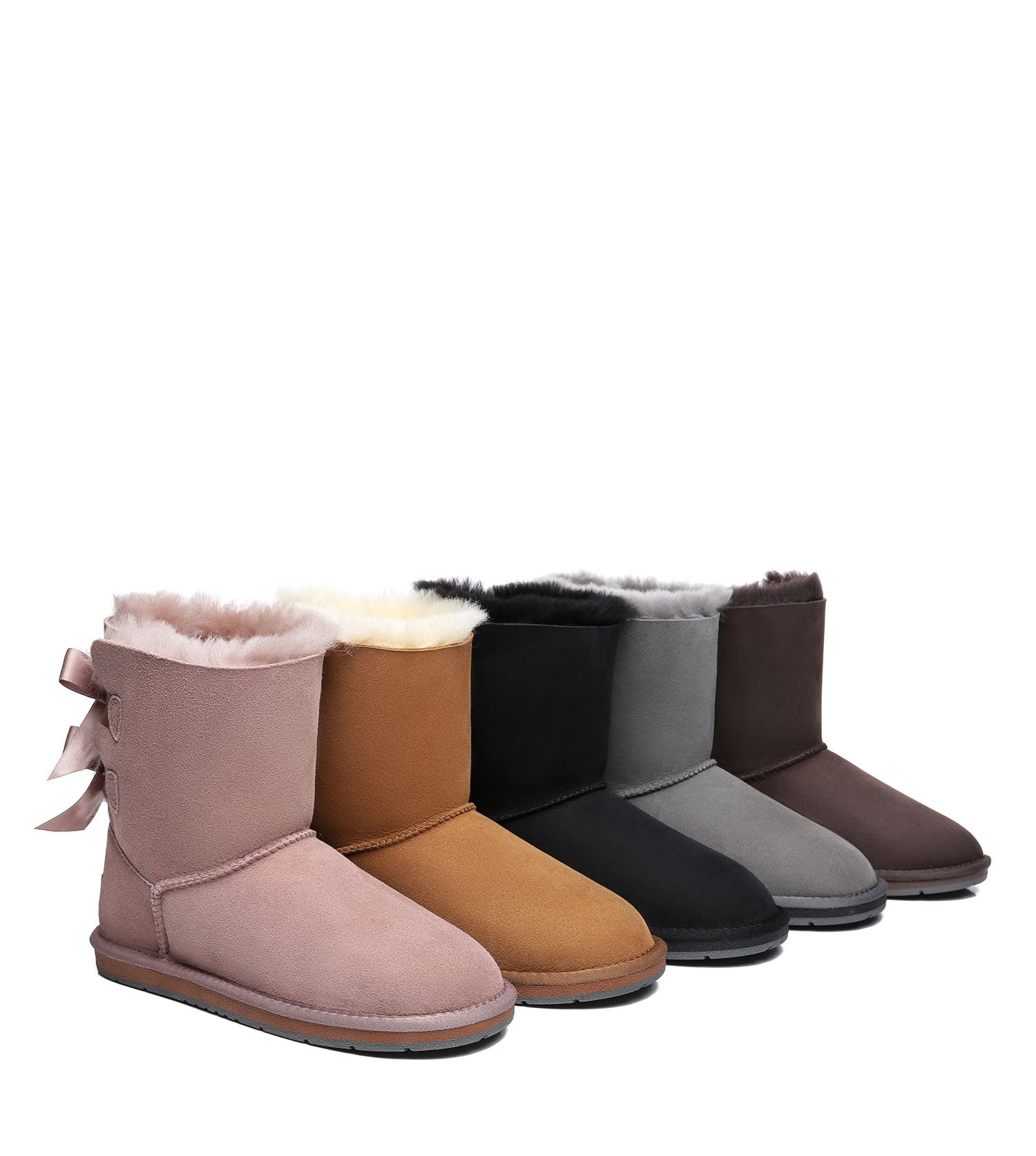 Ugg AS Women Boots Australian Sheepskin Short Boots Back Bow Water Resistant