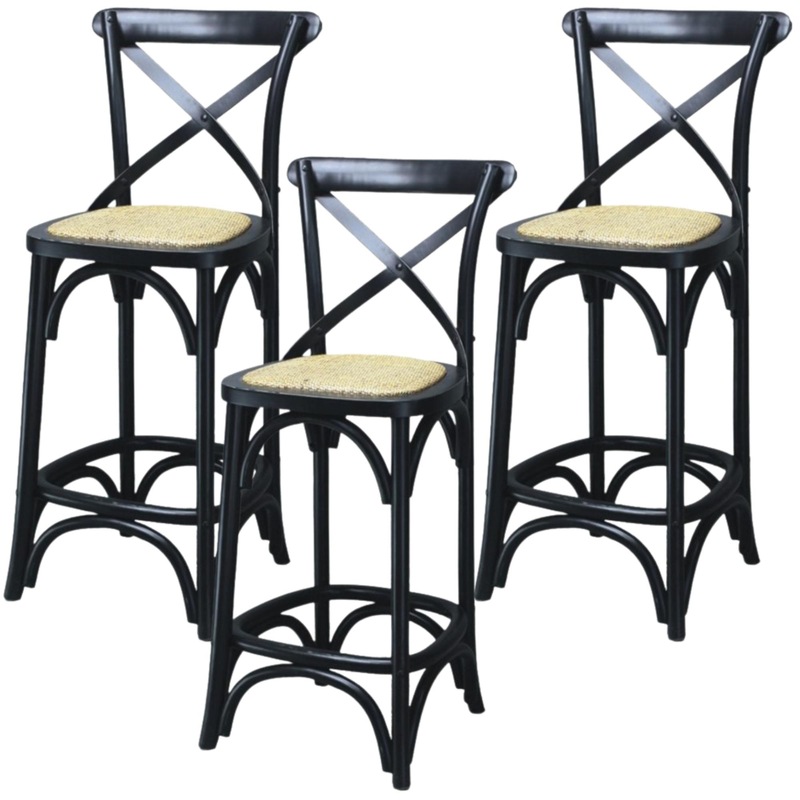 Buy Alchemy 3pc Crossback Bar Stools Dining Chair Solid Oak Timber