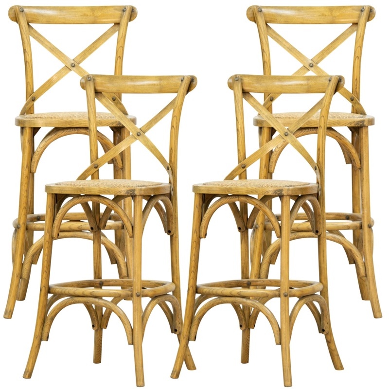 Buy Alchemy 4pc Crossback Bar Stools Dining Chair Solid Oak Timber