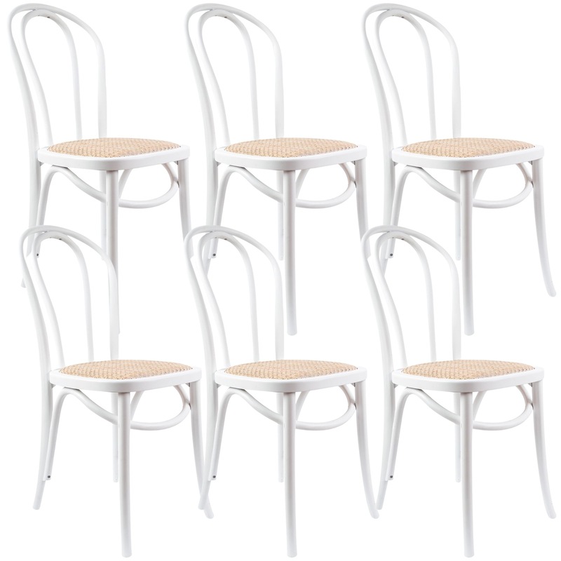 Buy Azalea Arched Back Dining Chair 6 Set Solid Elm Timber Wood Rattan