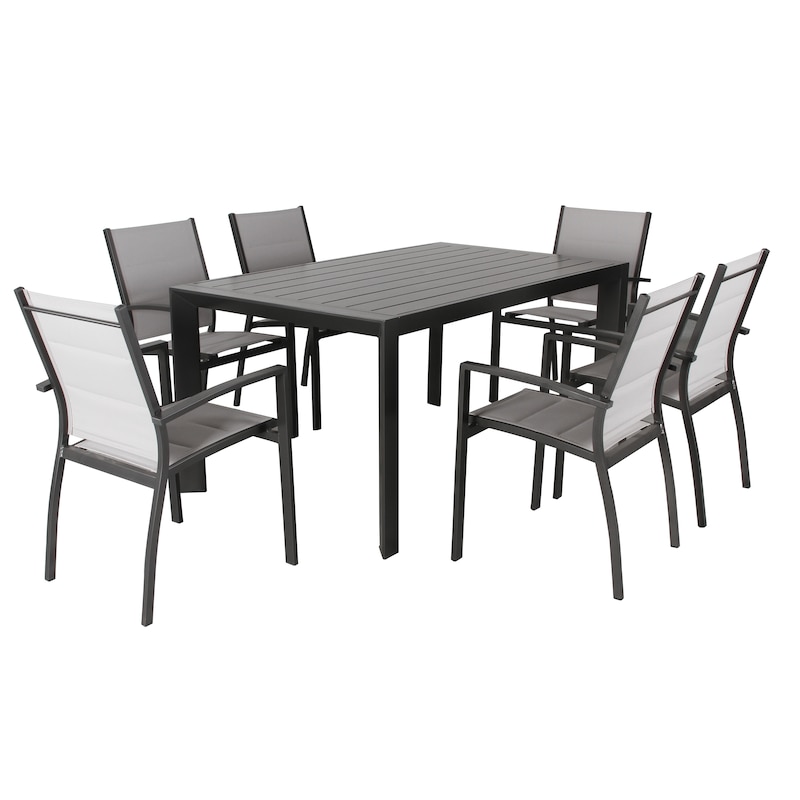 Buy Danum 7 Piece Outdoor Dining Set Table Chair Solid Aluminum ...