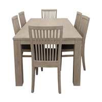 Foxglove 7pc Dining Set 190cm Table 6 PU Seat Chair Solid Mt Ash Wood - White