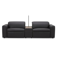 Hallie 2 Seater Genuine Leather Sofa Lounge Electric Powered Recliner Graphite
