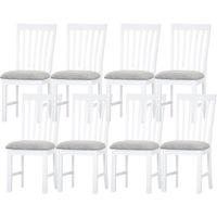 Laelia Dining Chair Set of 8 Solid Acacia Timber Wood Coastal Furniture - White