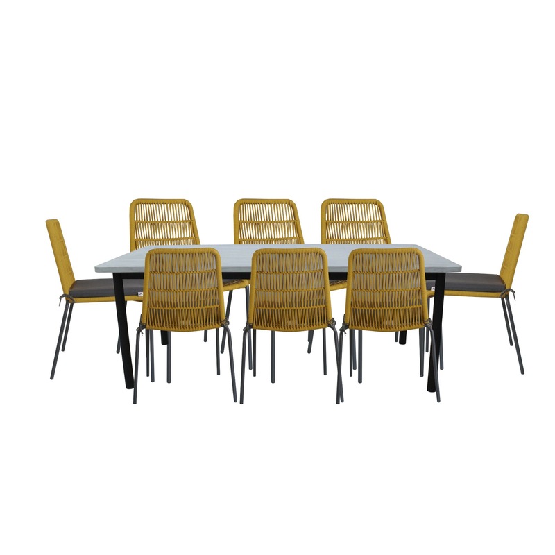 Buy Lara 9pc Set 240cm Outdoor Dining Table 8 Chair Glass Concrete Top