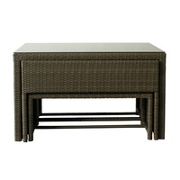 Omar 6 Piece Outdoor Dining Set Table Chair Solid Aluminum Furniture With Clear Glass- Brown
