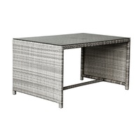 Omar 6 Piece Outdoor Dining Set Table Chair Solid Aluminum Furniture With Clear Glass- Dark Grey