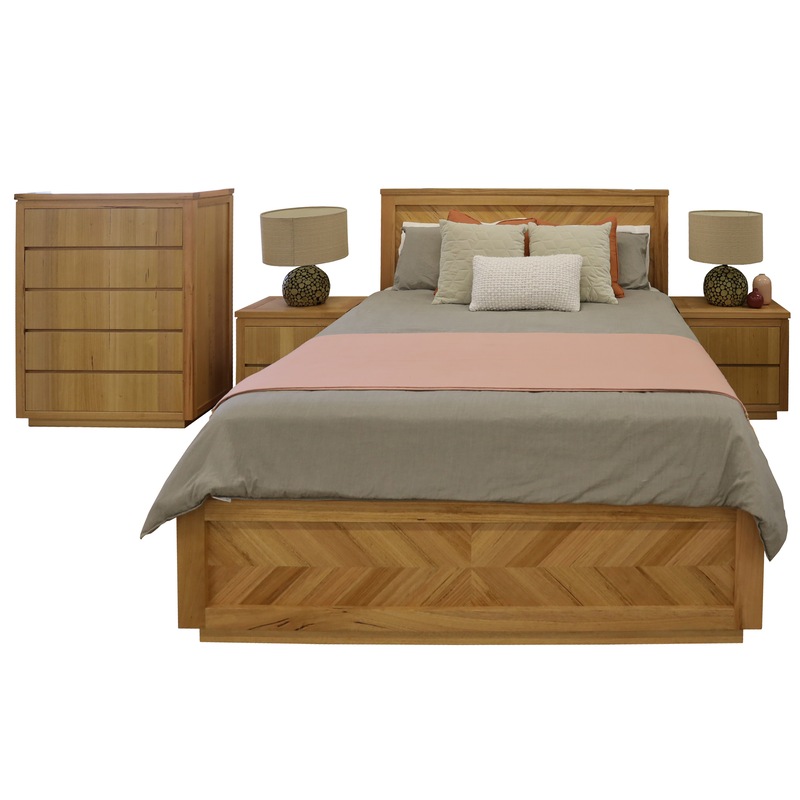 Buy Rosemallow 4pc Queen Bed Frame Bedroom Suite Timber Bedside Tallboy