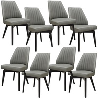 Shelby Set of 8 Dining Chair Genuine Leather Solid Rubber Wood Frame