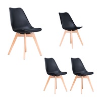 Lucian Set of 4 Dining Chairs Leather Plastic DSW Replica Black
