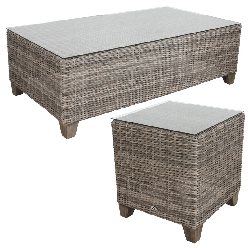Buy Sophy 131cm Wicker Rattan Outdoor Coffee Table 50cm Side Table Set