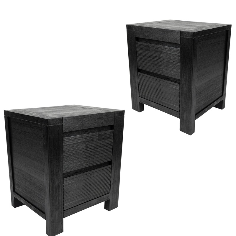 Buy Tofino Set of 2 Bedside Tables 2 Drawers Storage Side End