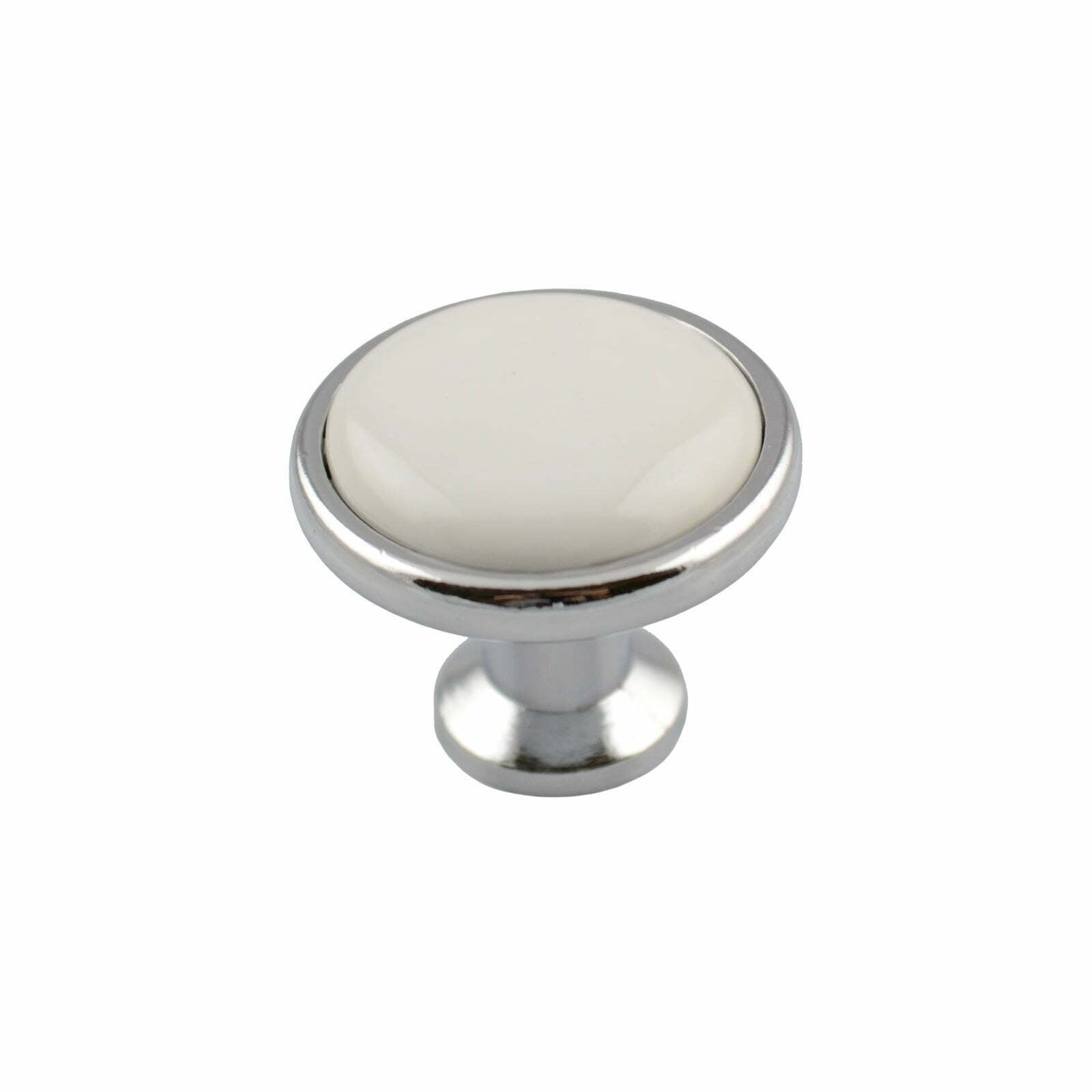 Kitchen cabinet knobs round chrome white Porcelain 32mm