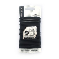 Basicare Elastic Black Hair Bands 24pcs 4mm