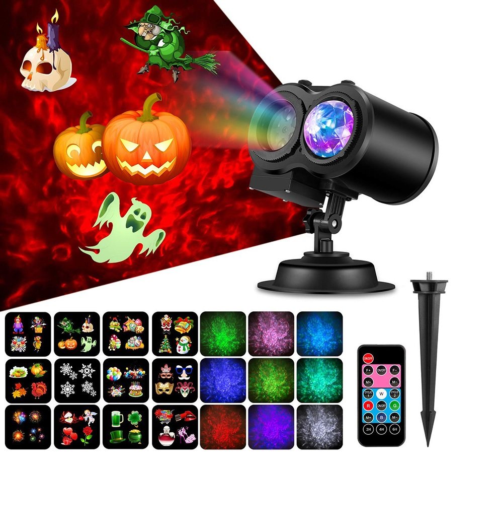 Buy 16 Patterns Projector 12W RGBW LED Double Tube Water Waves Lamp ...