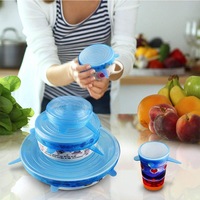 6 Pcs Reusable Universal Silicon Stretch Bowl Lids Kitchen Wrap Silicone Food Wrap Bowl Lid Kitchen Tools